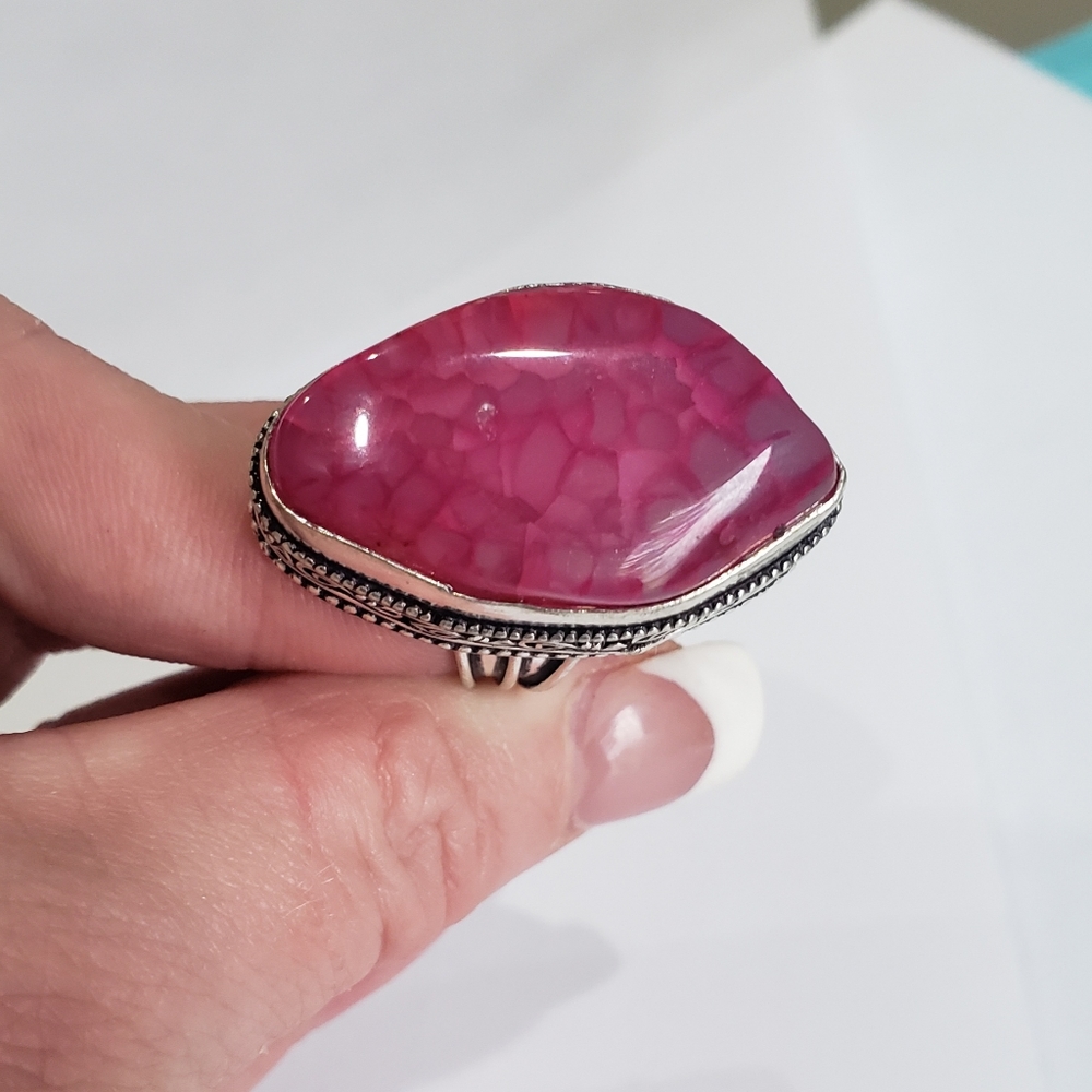 Handmade Pink Rhodonite 925 silver  ring. New never worn. - Picture 7 of 16